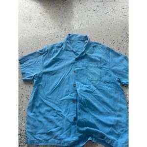 Tommy Bahama‎ Silk Camp Shirt Button Up Short Sleeve Casual Blue XL